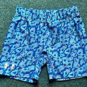 Under Armour Blue Grey Bicycle Shorts fitted Heat Gear YLG